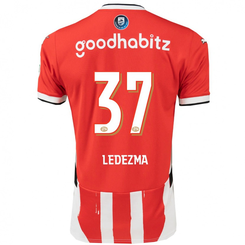 Danxen Niño Camiseta Richard Ledezma #37 Rojo Blanco 1ª Equipación 2024/25 La Camisa