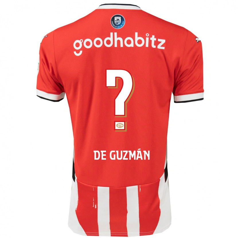 Danxen Niño Camiseta Jaden De Guzmán #0 Rojo Blanco 1ª Equipación 2024/25 La Camisa