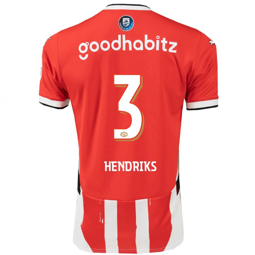 Danxen Niño Camiseta Gwyneth Hendriks #3 Rojo Blanco 1ª Equipación 2024/25 La Camisa