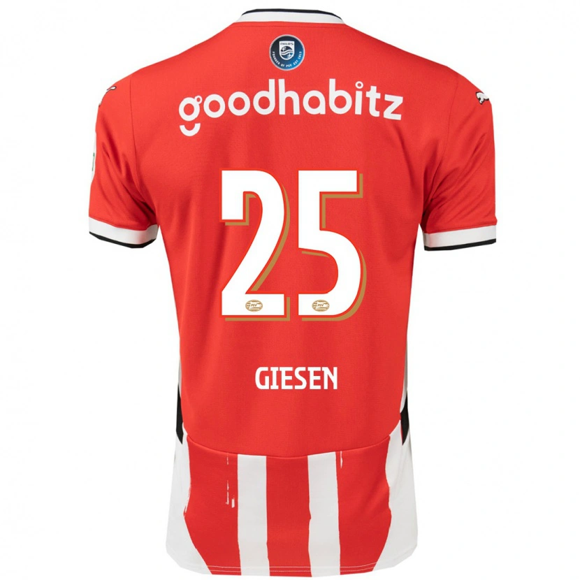 Danxen Niño Camiseta Suzanne Giesen #25 Rojo Blanco 1ª Equipación 2024/25 La Camisa