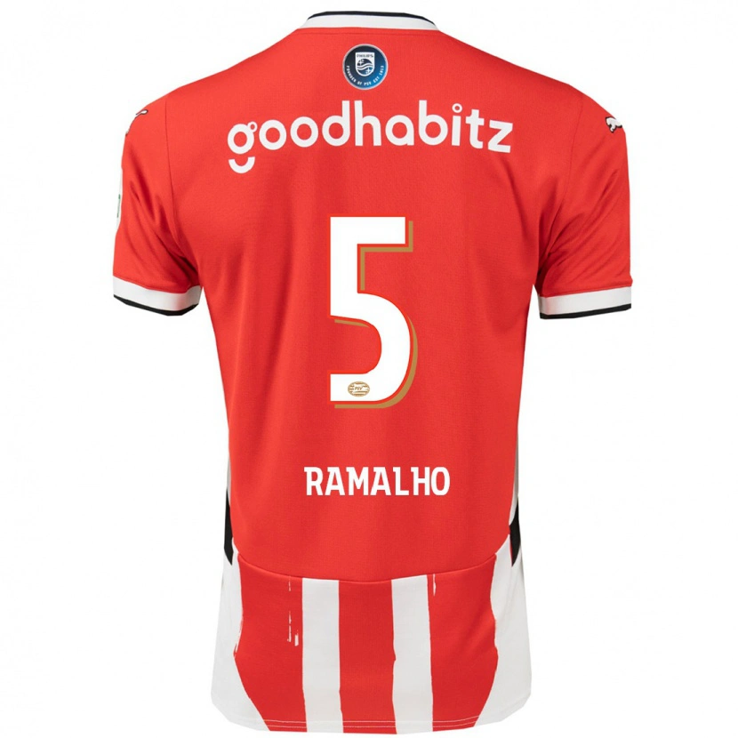 Danxen Niño Camiseta André Ramalho #5 Rojo Blanco 1ª Equipación 2024/25 La Camisa