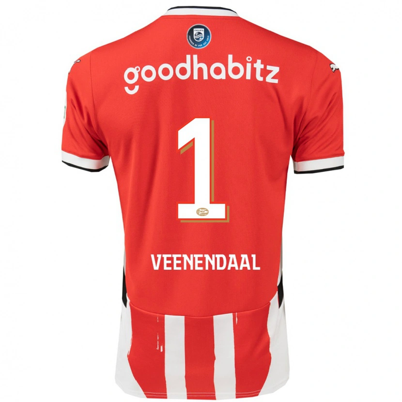 Danxen Niño Camiseta Sari Van Veenendaal #1 Rojo Blanco 1ª Equipación 2024/25 La Camisa