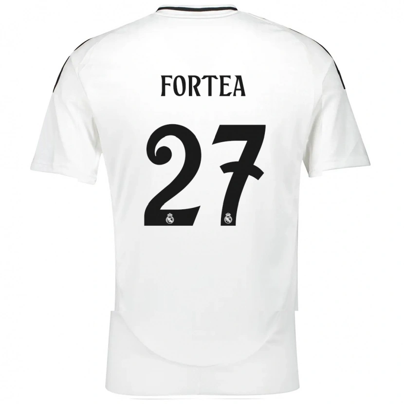 Danxen Niño Camiseta Jesús Fortea #27 Blanco 1ª Equipación 2024/25 La Camisa