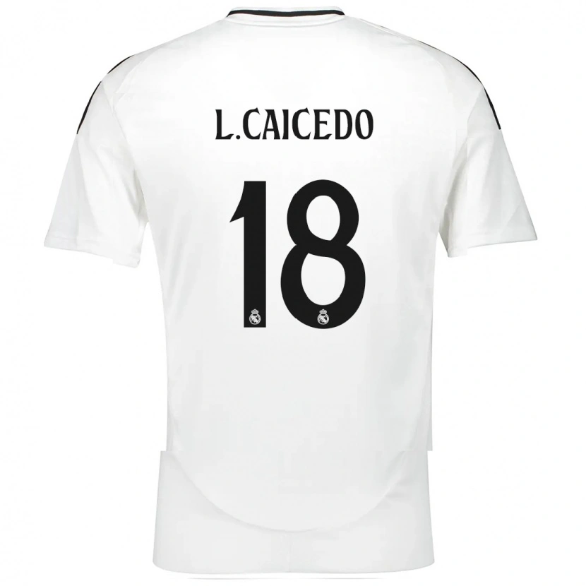 Danxen Niño Camiseta Linda Caicedo #18 Blanco 1ª Equipación 2024/25 La Camisa