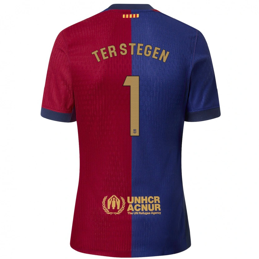 Danxen Niño Camiseta Marc-André Ter Stegen #1 Azul Rojo 1ª Equipación 2024/25 La Camisa