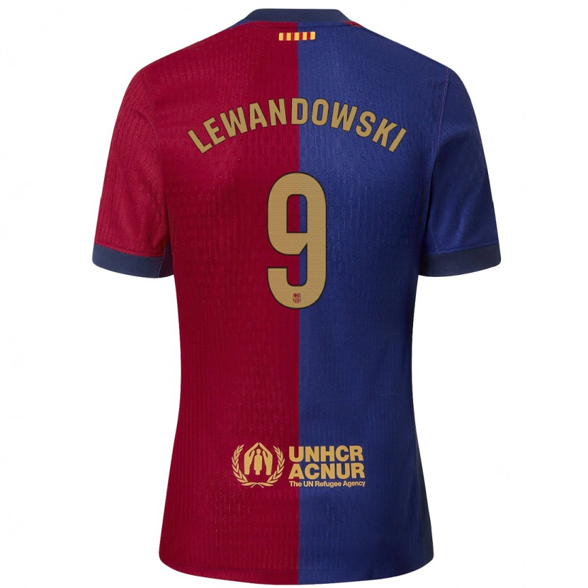 Danxen Niño Camiseta Robert Lewandowski #9 Azul Rojo 1ª Equipación 2024/25 La Camisa