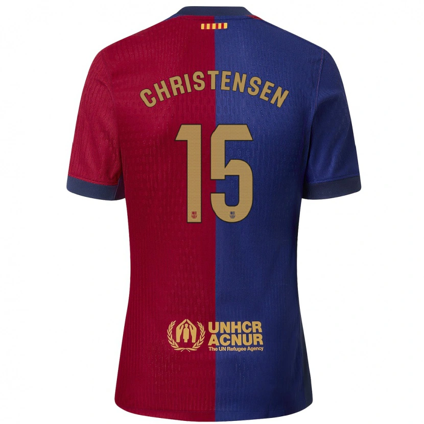 Danxen Niño Camiseta Andreas Christensen #15 Azul Rojo 1ª Equipación 2024/25 La Camisa