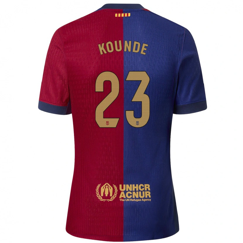 Danxen Niño Camiseta Jules Koundé #23 Azul Rojo 1ª Equipación 2024/25 La Camisa