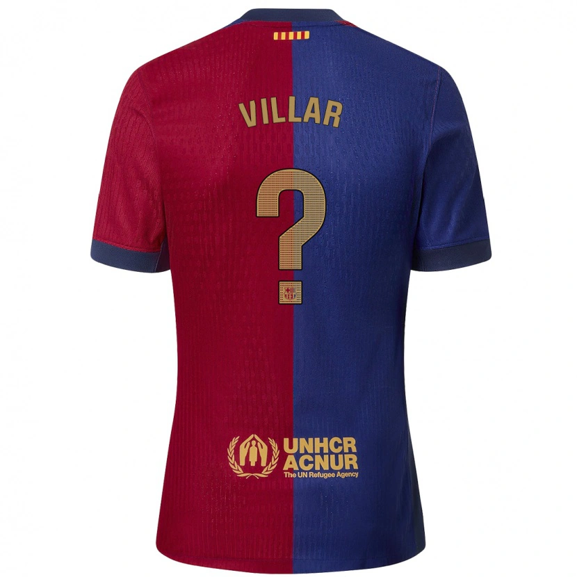 Danxen Niño Camiseta Pedro Villar #0 Azul Rojo 1ª Equipación 2024/25 La Camisa