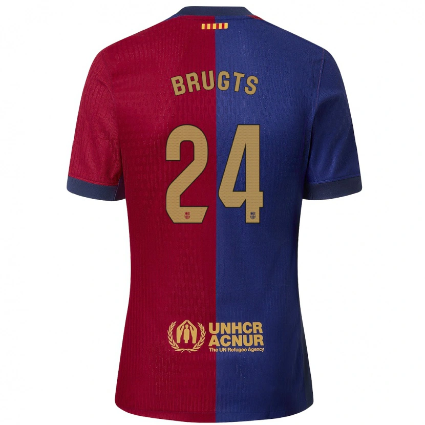 Danxen Niño Camiseta Esmee Brugts #24 Azul Rojo 1ª Equipación 2024/25 La Camisa