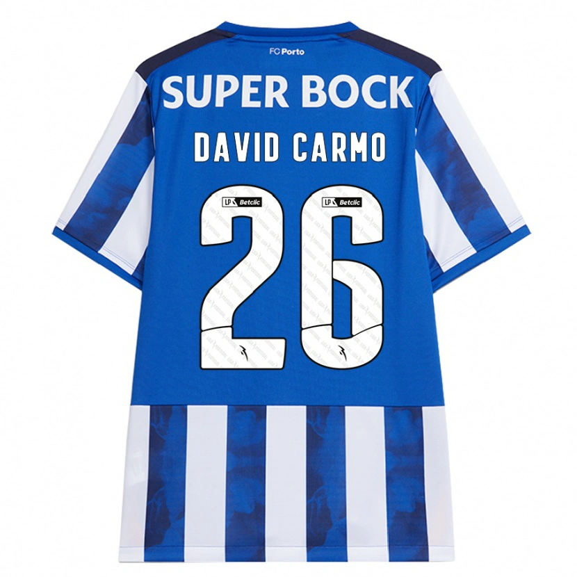 Danxen Niño Camiseta David Carmo #26 Azul Blanco 1ª Equipación 2024/25 La Camisa