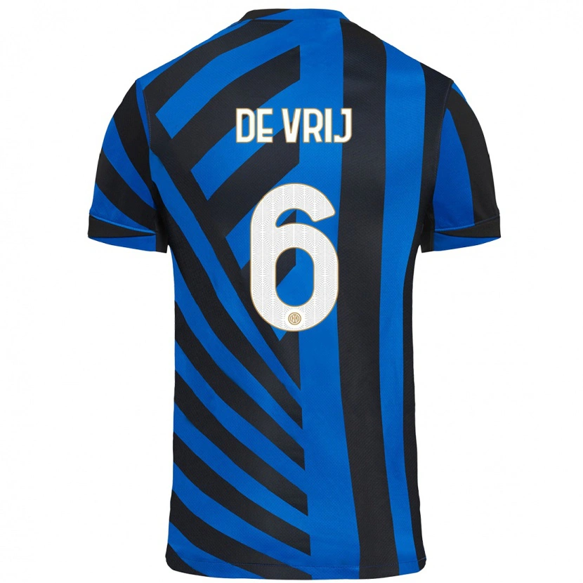 Danxen Niño Camiseta Stefan De Vrij #6 Azul Negro 1ª Equipación 2024/25 La Camisa