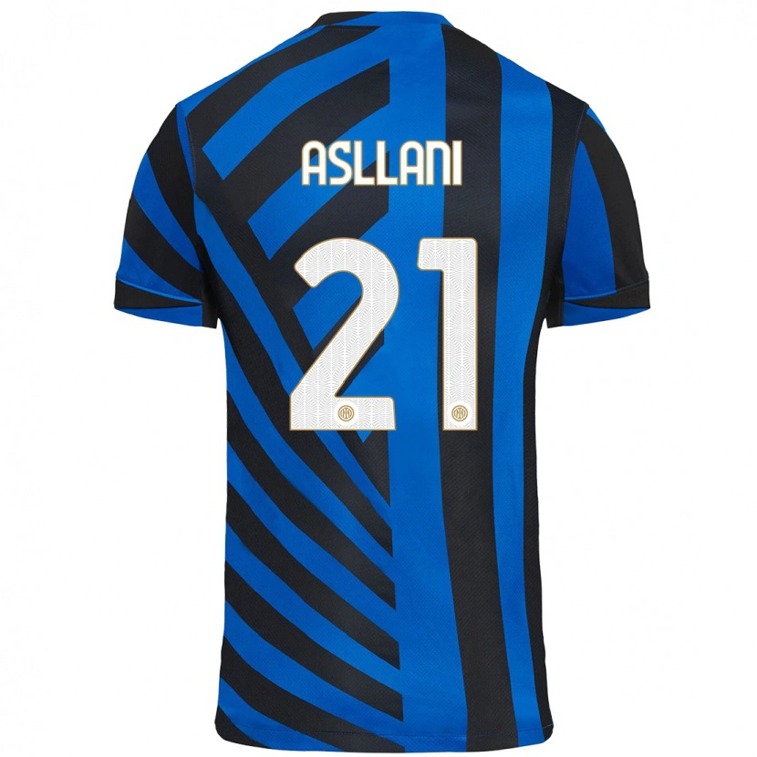 Danxen Niño Camiseta Kristjan Asllani #21 Azul Negro 1ª Equipación 2024/25 La Camisa