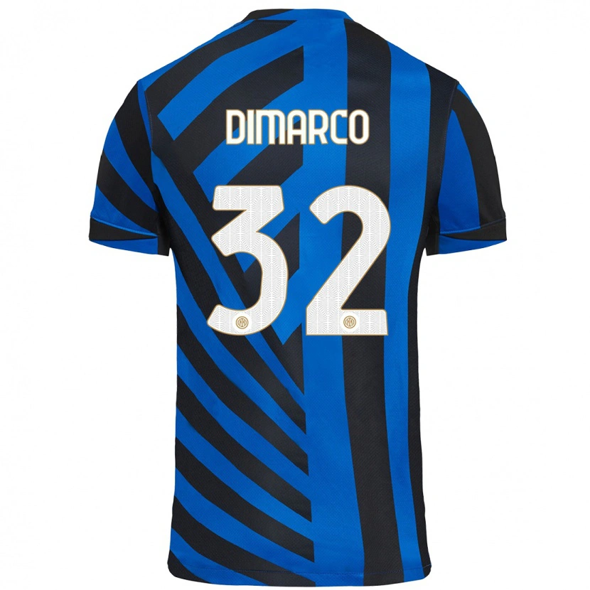 Danxen Niño Camiseta Federico Dimarco #32 Azul Negro 1ª Equipación 2024/25 La Camisa