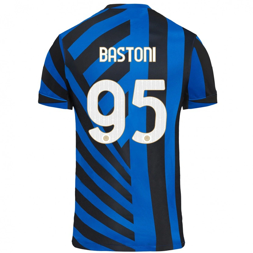 Danxen Niño Camiseta Alessandro Bastoni #95 Azul Negro 1ª Equipación 2024/25 La Camisa