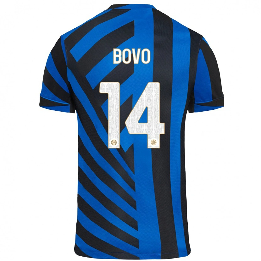 Danxen Niño Camiseta Leonardo Bovo #14 Azul Negro 1ª Equipación 2024/25 La Camisa