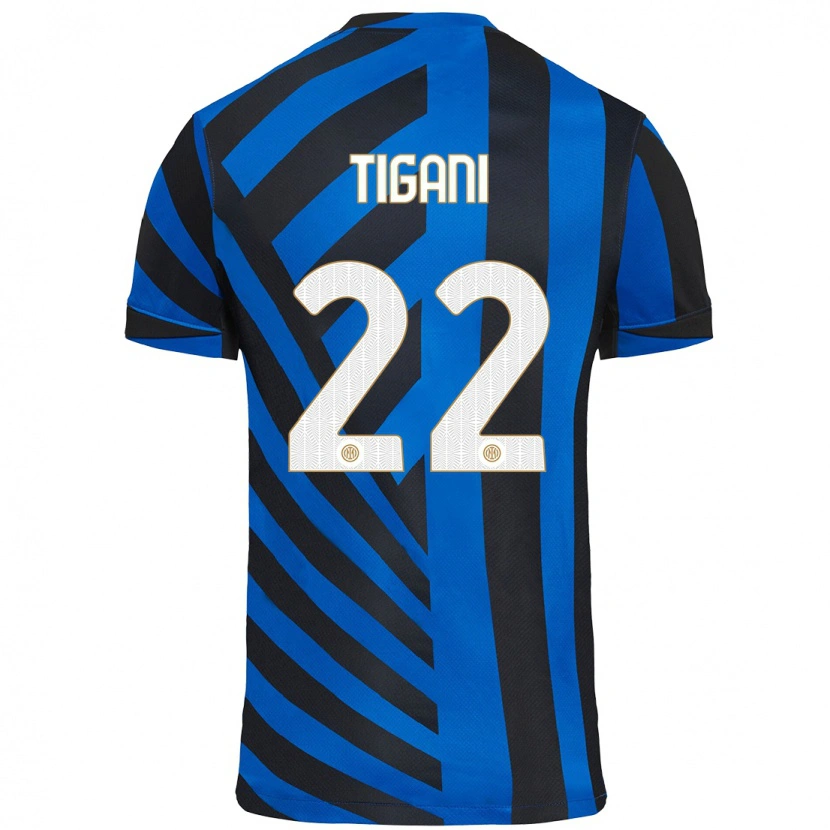 Danxen Niño Camiseta Edoardo Tigani #22 Azul Negro 1ª Equipación 2024/25 La Camisa