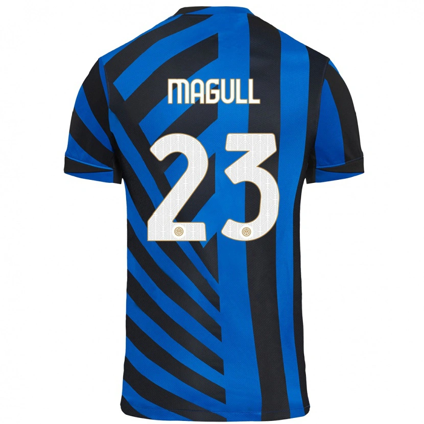 Danxen Niño Camiseta Lina Magull #23 Azul Negro 1ª Equipación 2024/25 La Camisa