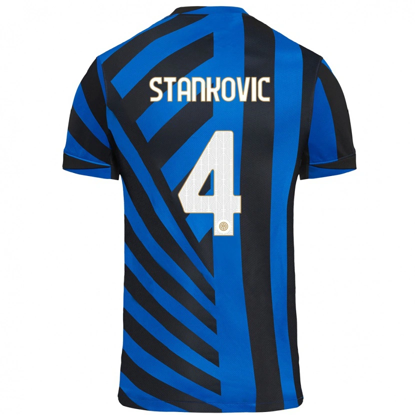 Danxen Niño Camiseta Aleksandar Stankovic #4 Azul Negro 1ª Equipación 2024/25 La Camisa