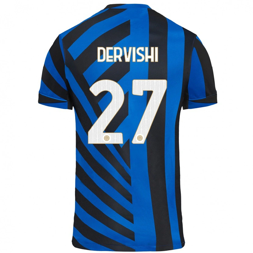 Danxen Niño Camiseta Kristian Dervishi #27 Azul Negro 1ª Equipación 2024/25 La Camisa