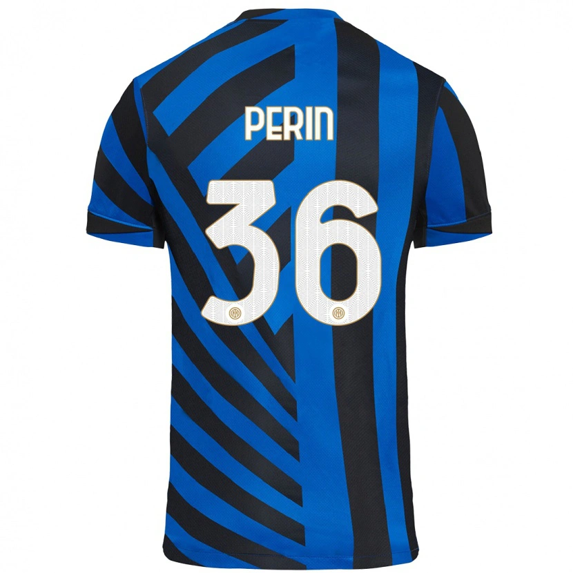 Danxen Niño Camiseta Nicolo Perin #36 Azul Negro 1ª Equipación 2024/25 La Camisa