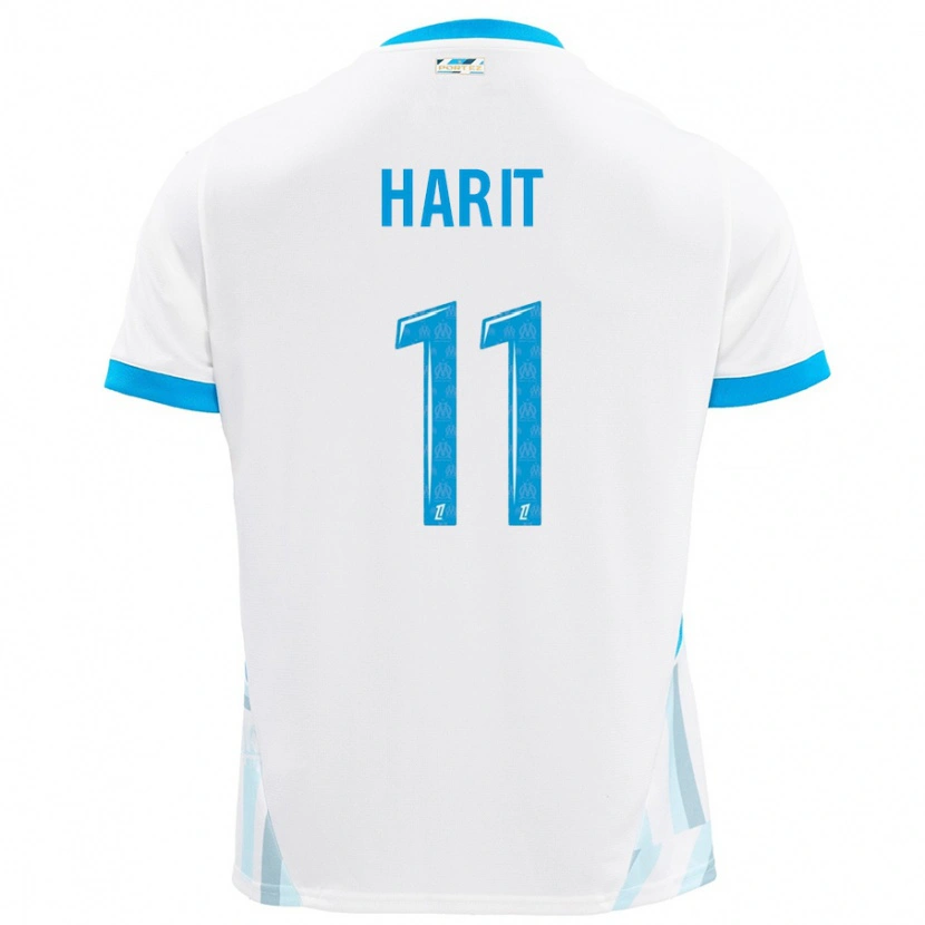 Danxen Niño Camiseta Amine Harit #11 Blanco Azul Cielo 1ª Equipación 2024/25 La Camisa