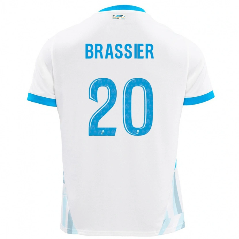 Danxen Niño Camiseta Lilian Brassier #20 Blanco Azul Cielo 1ª Equipación 2024/25 La Camisa