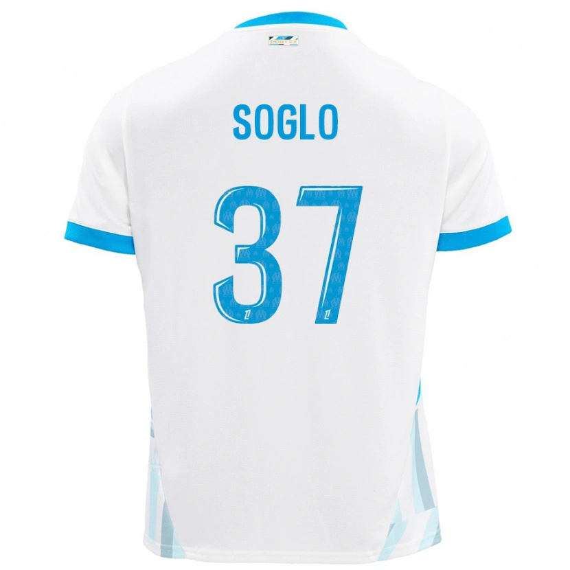 Danxen Niño Camiseta Emran Soglo #37 Blanco Azul Cielo 1ª Equipación 2024/25 La Camisa