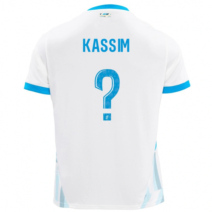 Danxen Niño Camiseta Kassim Abdallah #0 Blanco Azul Cielo 1ª Equipación 2024/25 La Camisa