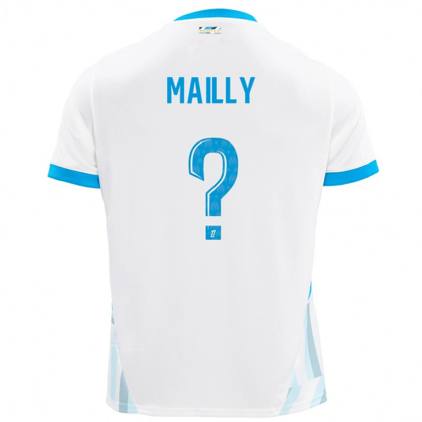 Danxen Niño Camiseta Evan Mailly #0 Blanco Azul Cielo 1ª Equipación 2024/25 La Camisa