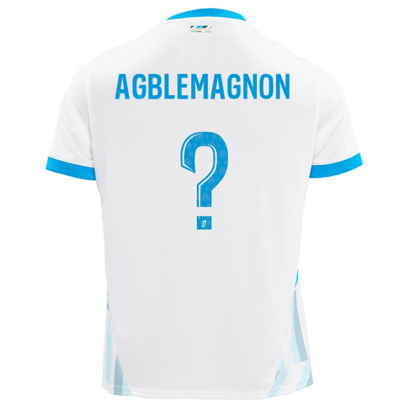 Danxen Niño Camiseta Jordan Agblemagnon #0 Blanco Azul Cielo 1ª Equipación 2024/25 La Camisa