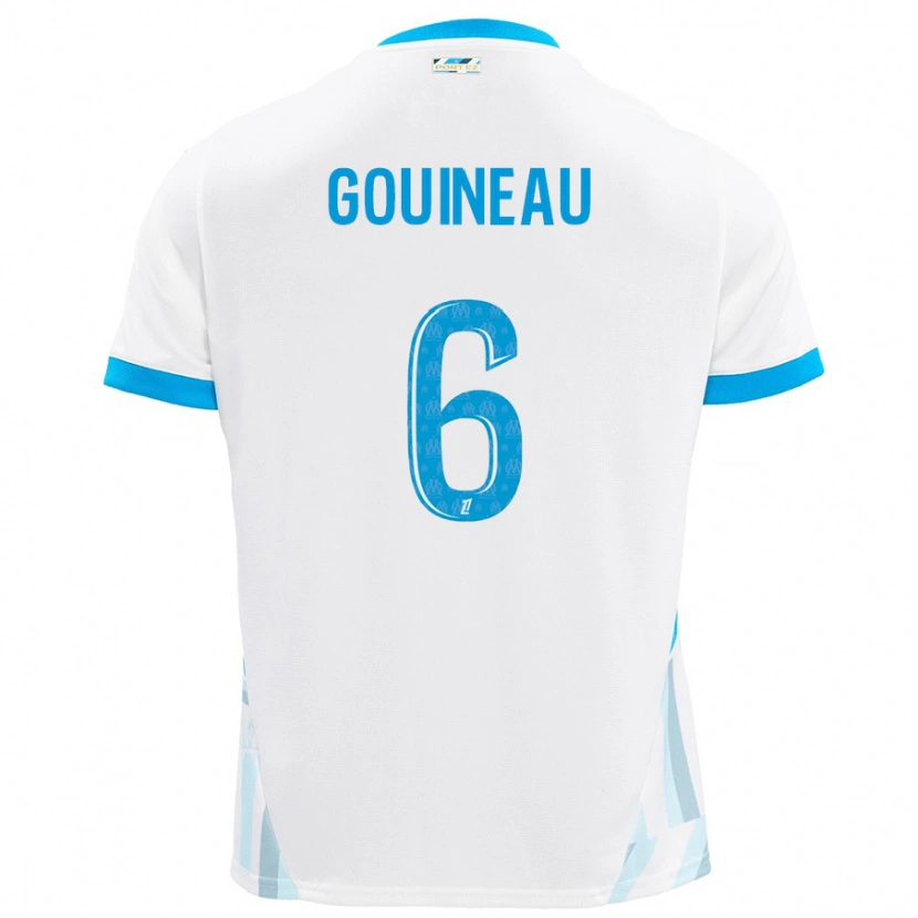 Danxen Niño Camiseta Coline Gouineau #6 Blanco Azul Cielo 1ª Equipación 2024/25 La Camisa