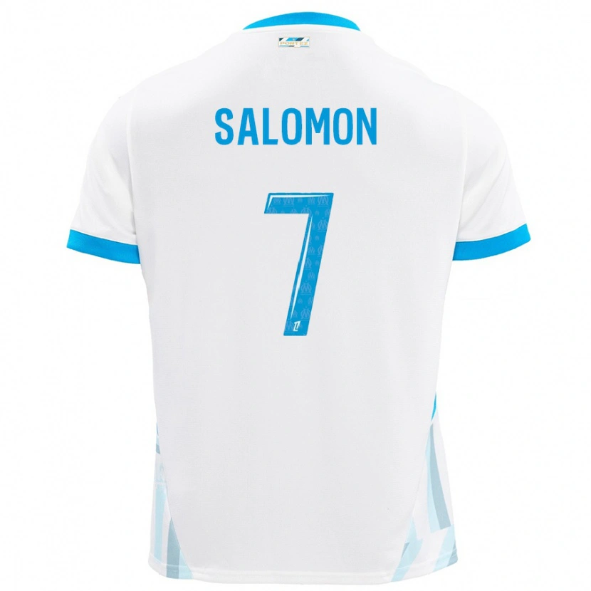 Danxen Niño Camiseta Maëva Salomon #7 Blanco Azul Cielo 1ª Equipación 2024/25 La Camisa