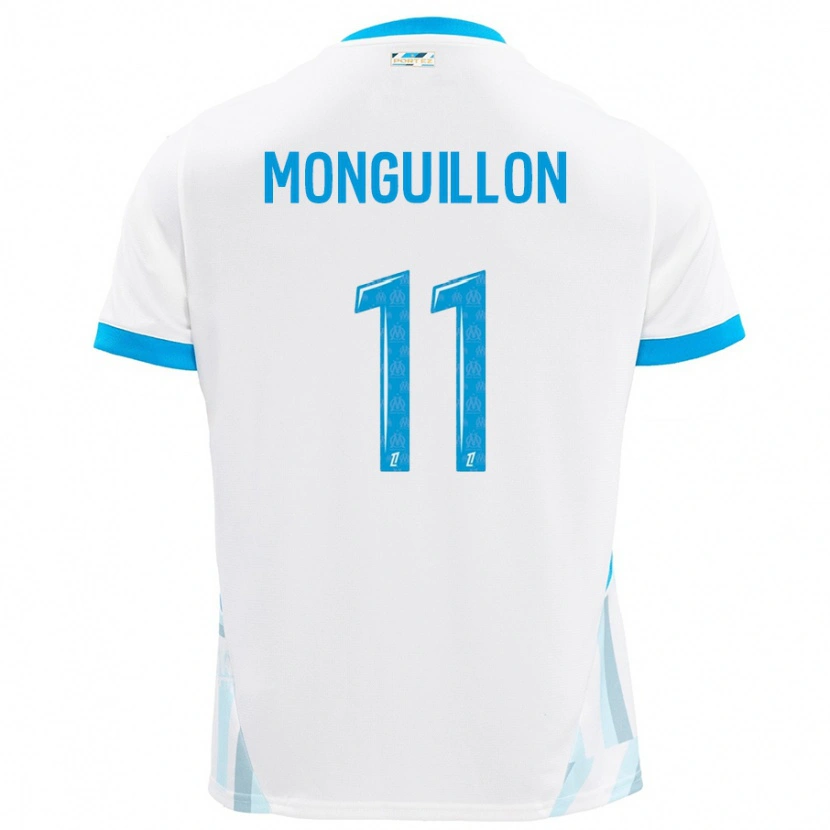 Danxen Niño Camiseta Coralie Monguillon #11 Blanco Azul Cielo 1ª Equipación 2024/25 La Camisa