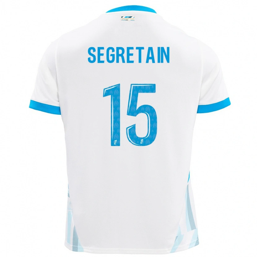 Danxen Niño Camiseta Julie Ségrétain #15 Blanco Azul Cielo 1ª Equipación 2024/25 La Camisa