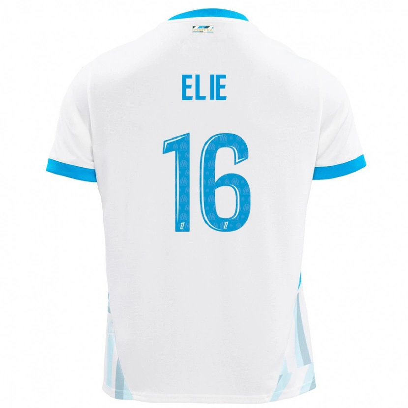 Danxen Niño Camiseta Anaïs Elie #16 Blanco Azul Cielo 1ª Equipación 2024/25 La Camisa