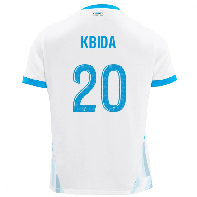 Danxen Niño Camiseta Inès Kbida #20 Blanco Azul Cielo 1ª Equipación 2024/25 La Camisa