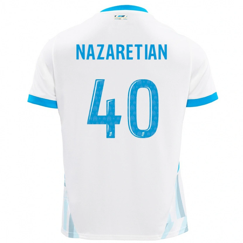 Danxen Niño Camiseta Manuel Nazaretian #40 Blanco Azul Cielo 1ª Equipación 2024/25 La Camisa