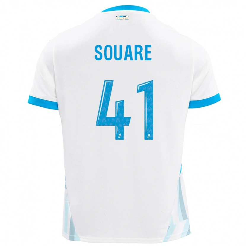 Danxen Niño Camiseta Cheick Souare #41 Blanco Azul Cielo 1ª Equipación 2024/25 La Camisa