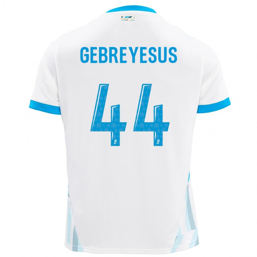 Danxen Niño Camiseta Esey Gebreyesus #44 Blanco Azul Cielo 1ª Equipación 2024/25 La Camisa