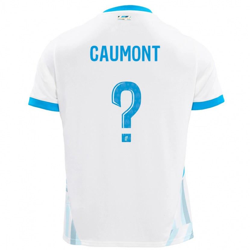 Danxen Niño Camiseta Enzo Caumont #0 Blanco Azul Cielo 1ª Equipación 2024/25 La Camisa