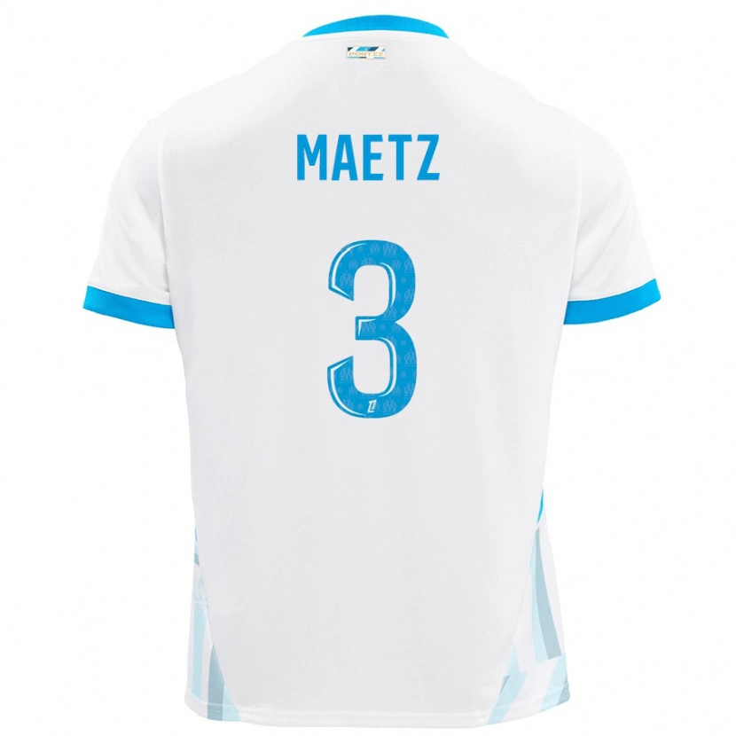 Danxen Niño Camiseta Agathe Maetz #3 Blanco Azul Cielo 1ª Equipación 2024/25 La Camisa