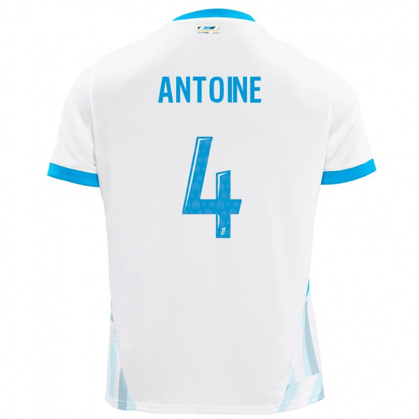 Danxen Niño Camiseta Maud Antoine #4 Blanco Azul Cielo 1ª Equipación 2024/25 La Camisa