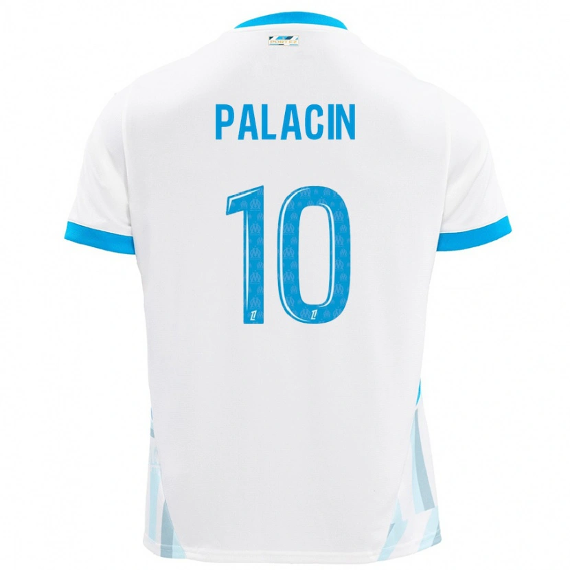 Danxen Niño Camiseta Sara Palacin #10 Blanco Azul Cielo 1ª Equipación 2024/25 La Camisa