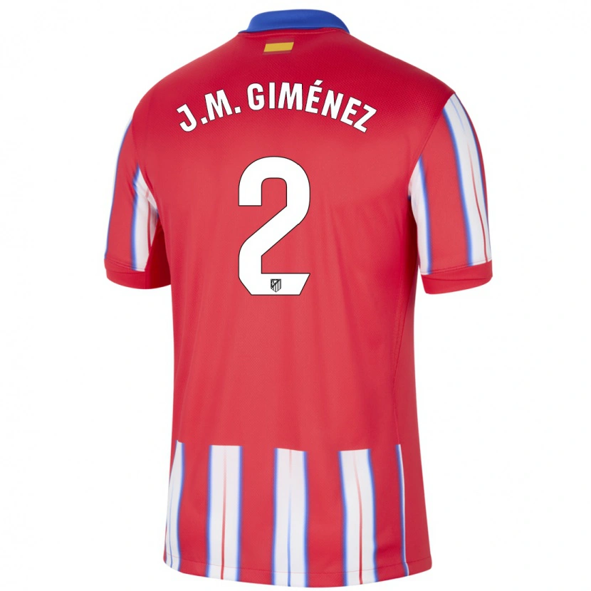 Danxen Niño Camiseta José María Giménez #2 Rojo Blanco Azul 1ª Equipación 2024/25 La Camisa