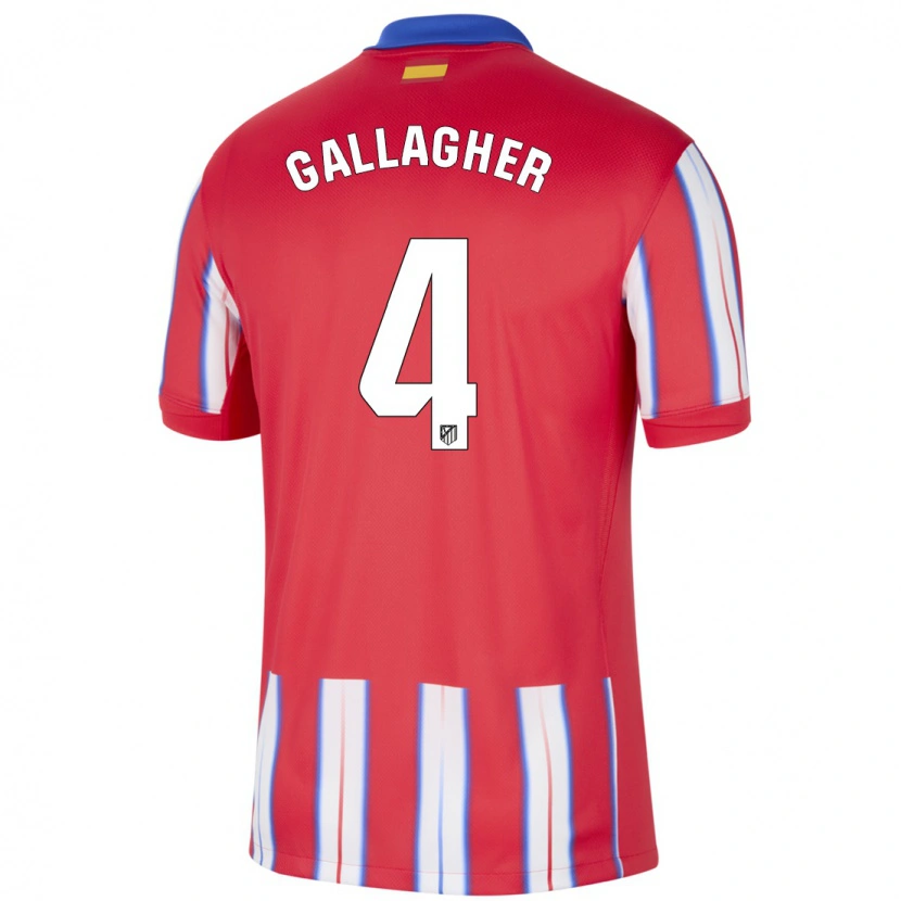 Danxen Niño Camiseta Conor Gallagher #4 Rojo Blanco Azul 1ª Equipación 2024/25 La Camisa