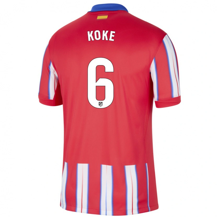 Danxen Niño Camiseta Koke #6 Rojo Blanco Azul 1ª Equipación 2024/25 La Camisa