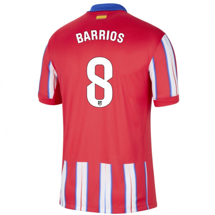 Danxen Niño Camiseta Pablo Barrios #8 Rojo Blanco Azul 1ª Equipación 2024/25 La Camisa