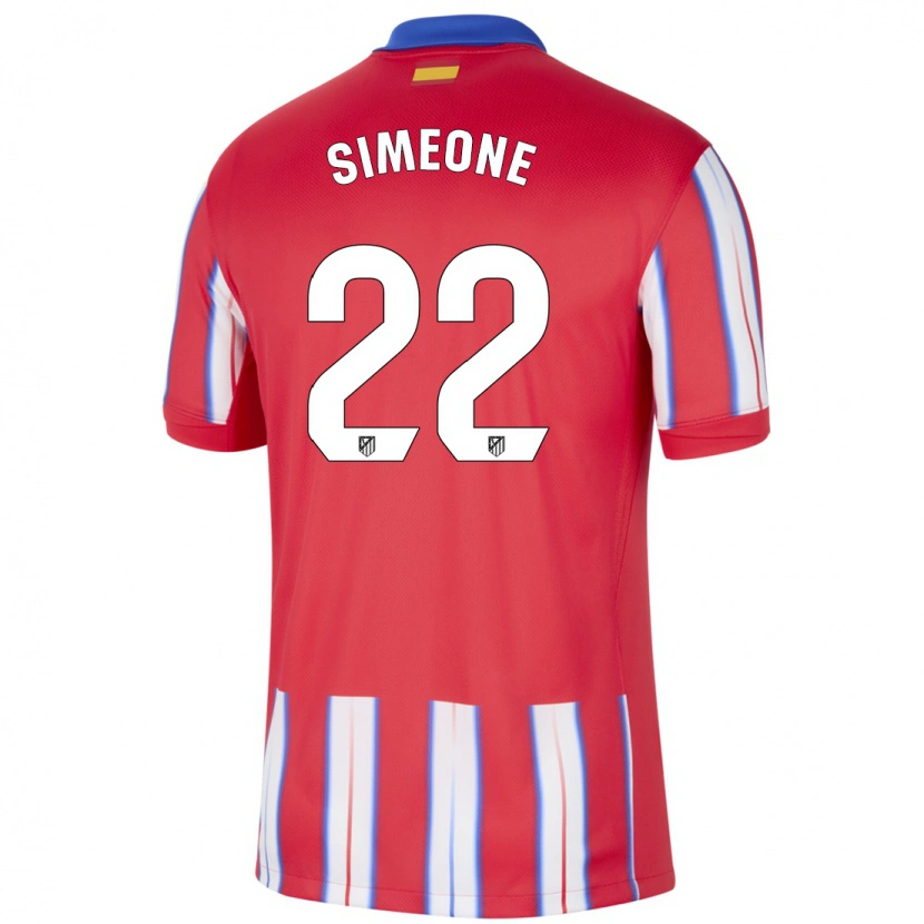 Danxen Niño Camiseta Giuliano Simeone #22 Rojo Blanco Azul 1ª Equipación 2024/25 La Camisa