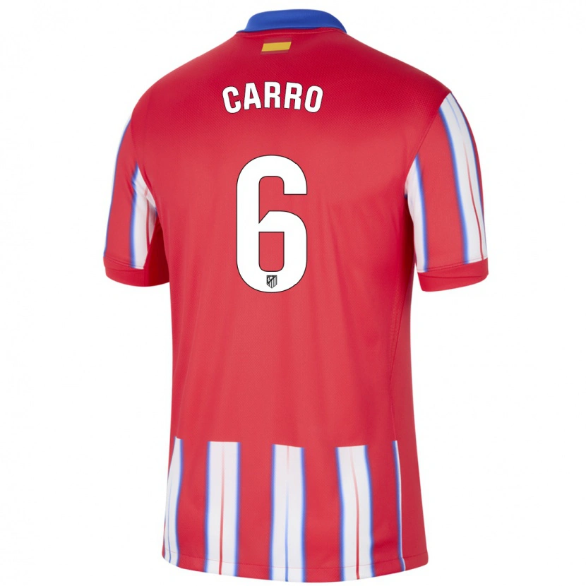 Danxen Niño Camiseta Mikel Carro #6 Rojo Blanco Azul 1ª Equipación 2024/25 La Camisa